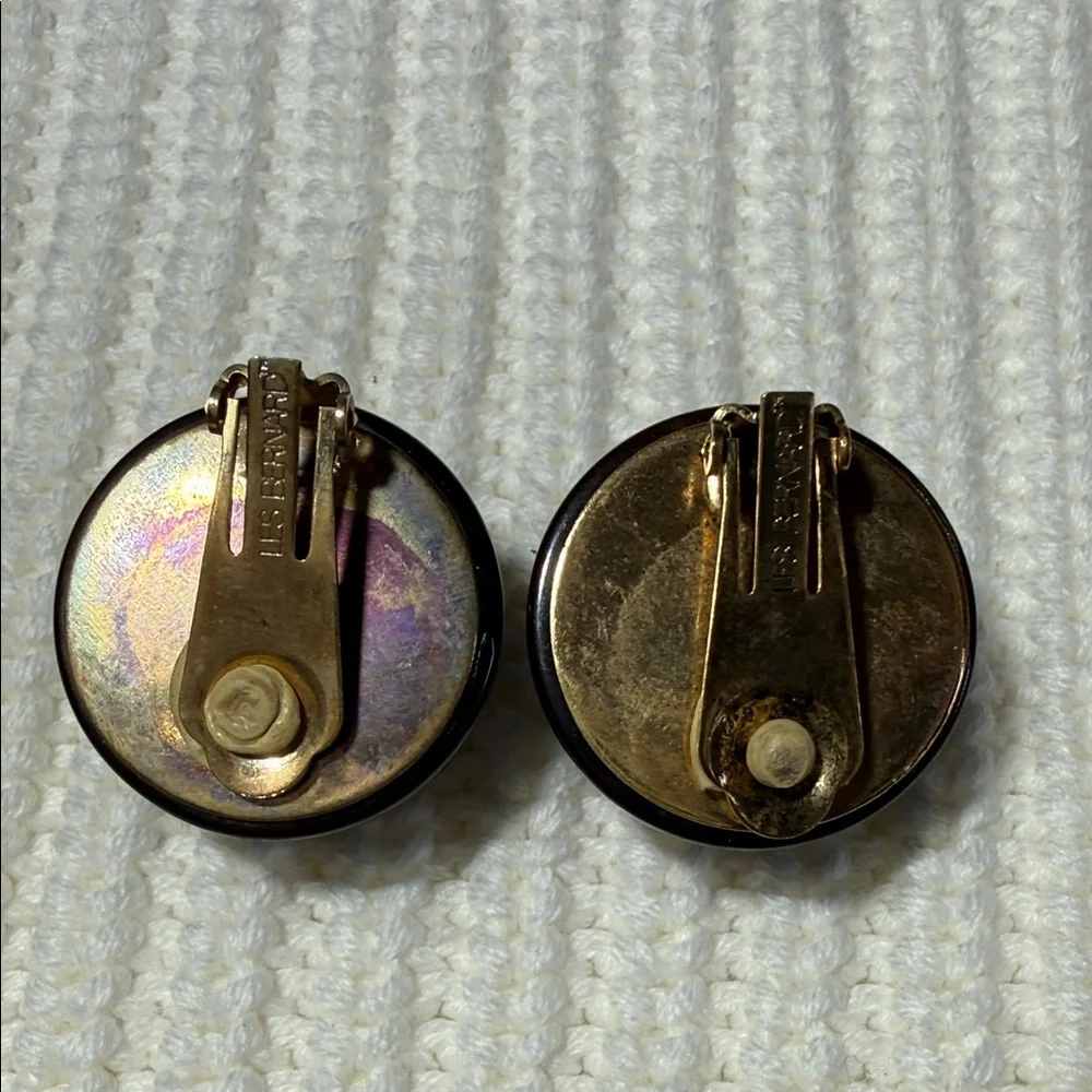 Les Bernard Amber glass Clip-On Earrings